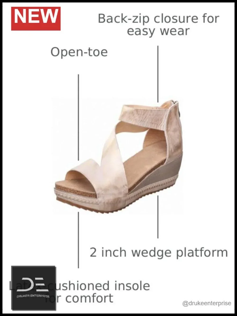 Women's Davi Wedge Sandal Soft Leather Ankle Strap Open Toe